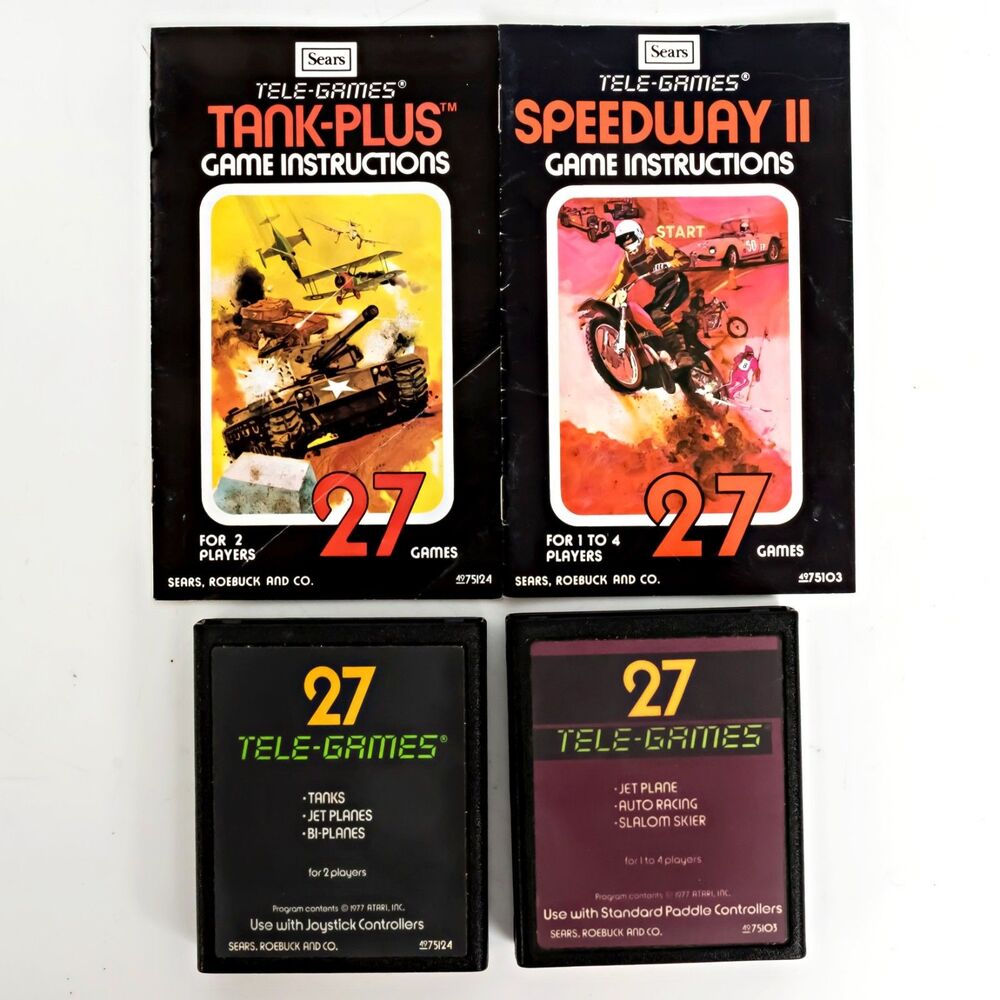 Atari 2600 Lot of 2 Sears Tele-Games Cartridges w/Manuals